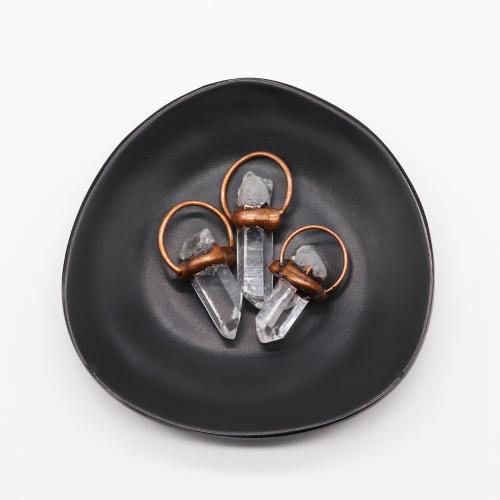 Quartz Gemstone Pendants, Clear Quartz, with Tibetan Style, antique copper color plated, DIY, about:22x41-24x50mm, Sold By PC