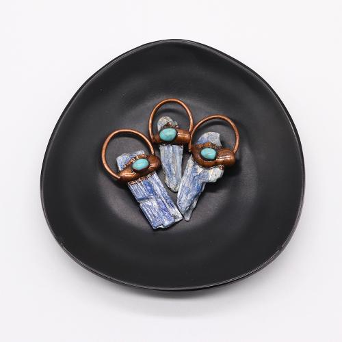 Gemstone Pendants Jewelry, Lapis Lazuli, with Tibetan Style, antique copper color plated, DIY, about:20x41-24x49mm, Sold By PC