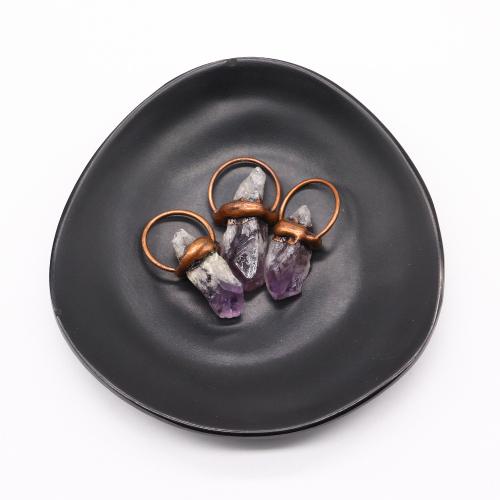 Quartz Gemstone Pendants, Amethyst, with Tibetan Style, antique copper color plated, DIY, about:20x39-22x42mm, Sold By PC