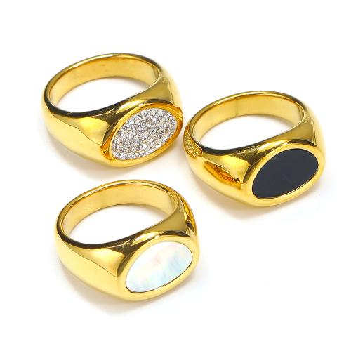 Titanium Steel Finger Ring, gold color plated, different size for choice & different styles for choice & for woman & with rhinestone, more colors for choice, Sold By PC