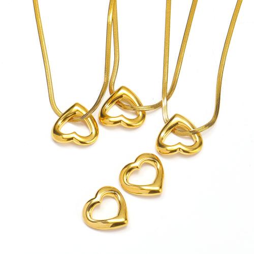 Titanium Steel Necklace Heart gold color plated for woman Sold By PC