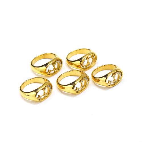 Пальцевидное Кольцо Титановой Стали, титан, Луна и звезды, плакирован золотом, инкрустированное микро кубического циркония & Женский, продается PC