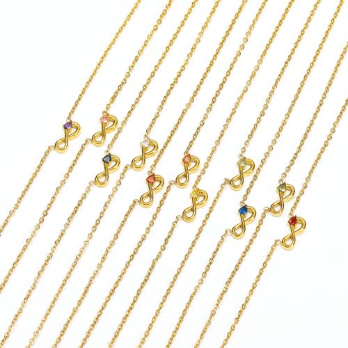 Titanium Steel Necklace, Bowknot, gold color plated, for woman & with rhinestone, more colors for choice, Sold By PC