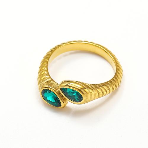 Titan Edelstahl Ringe, Titanstahl, goldfarben plattiert, verschiedene Größen vorhanden & Micro pave Zirkonia & für Frau, keine, verkauft von PC