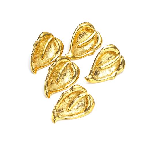 Titanium Steel  Earring, Leaf, gold color plated, for woman, Sold By PC