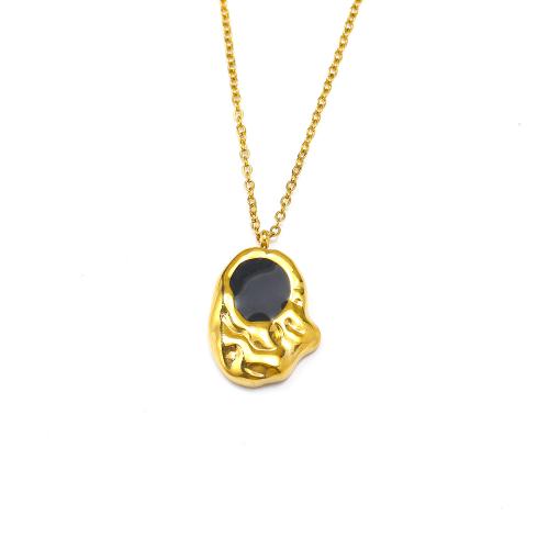 Titanium Steel Necklace, gold color plated, for woman & enamel, more colors for choice, Sold By PC