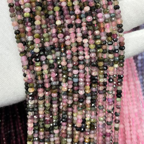 Grânulos de gemstone jóias, turmalina, DIY, cores misturadas, 3x4mm, vendido para Aprox 38 cm Strand