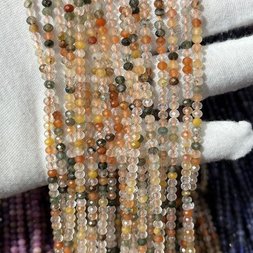 Natürlicher Quarz Perlen Schmuck, Rutilated Quarz, DIY, gemischte Farben, 3x4mm, verkauft per ca. 38 cm Strang