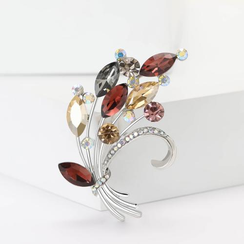 Tibetan Style Brooches, Bouquet, plated, fashion jewelry & with rhinestone, more colors for choice, nickel, lead & cadmium free, 38x53mm, Sold By PC