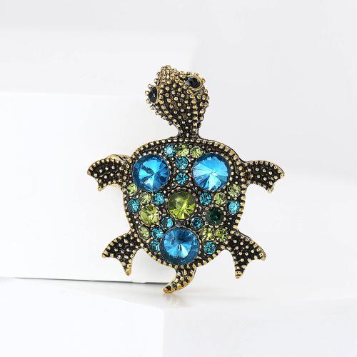 Tibetan Style Brooches, Turtle, plated, fashion jewelry & with rhinestone, more colors for choice, nickel, lead & cadmium free, 31x36mm, Sold By PC