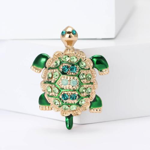 Tibetan Style Brooches, Turtle, plated, fashion jewelry & enamel & with rhinestone, more colors for choice, nickel, lead & cadmium free, 31x41mm, Sold By PC
