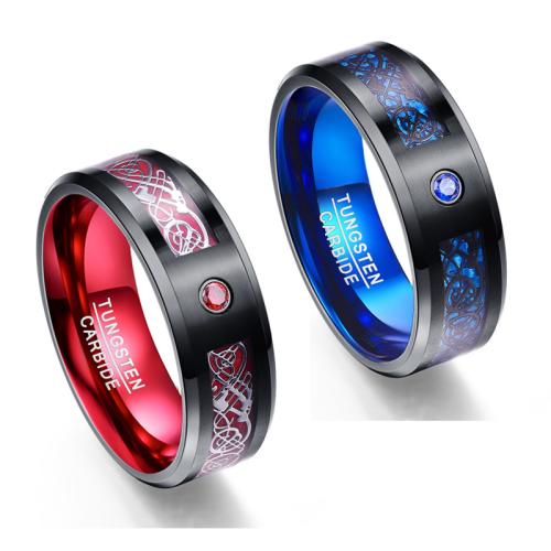 Wolfram Stahl Ring für Männer, plattiert, unisex & verschiedene Größen vorhanden & Micro pave Zirkonia, keine, Width: 8.03mm, thickness :2.4mm, verkauft von PC