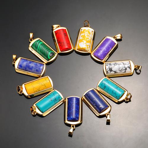 Titanium Steel Pendants, with Natural Stone, gold color plated, fashion jewelry & Unisex & different styles for choice, more colors for choice, Length:Approx 60 cm, Sold By PC
