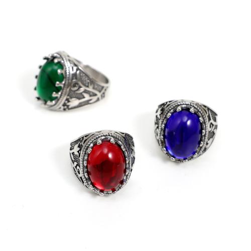 Vinger Ring in edelstaal, 304 roestvrij staal, met Edelsteen, mode sieraden & verschillende stijlen voor de keuze & voor de mens, meer kleuren voor de keuze, Verkocht door PC