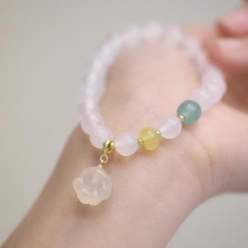 Agate Jewelry Bracelet, White Agate, with Green Aventurine & Yellow Agate, handmade, fashion jewelry & for woman, Length:Approx 14-16 cm, Sold By PC