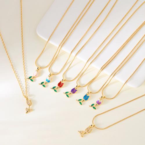 Brass Necklace, with 5cm extender chain, plated, fashion jewelry & different styles for choice & for woman & enamel, more colors for choice, Length:Approx 46 cm, Sold By PC