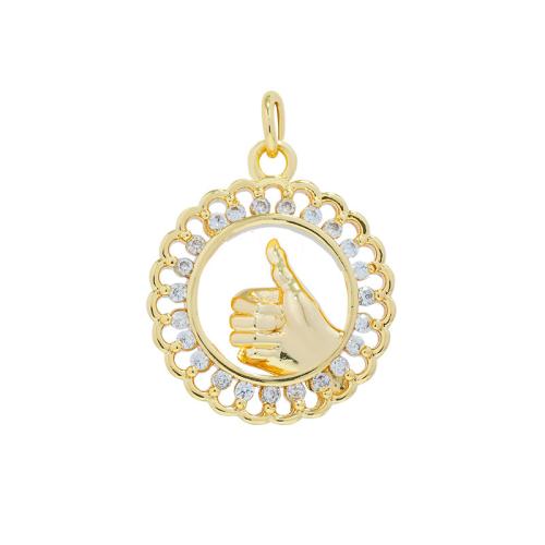 Cubic Zirconia Micro Pave Brass Pendant, plated, DIY & different styles for choice & micro pave cubic zirconia, golden, Sold By PC