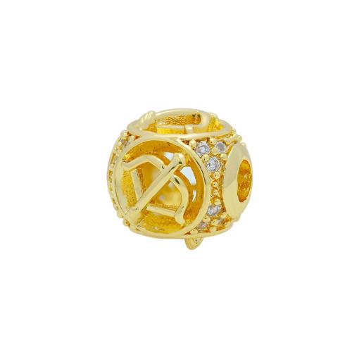Cubic Zirconia Micro Pave Brass Beads, plated, DIY & different styles for choice & micro pave cubic zirconia, golden, Sold By PC
