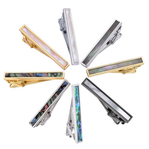 Tie Clip, Brass, with Pearl Shell & Shell & Abalone Shell, plated, different materials for choice & Unisex & different styles for choice, more colors for choice, Sold By PC
