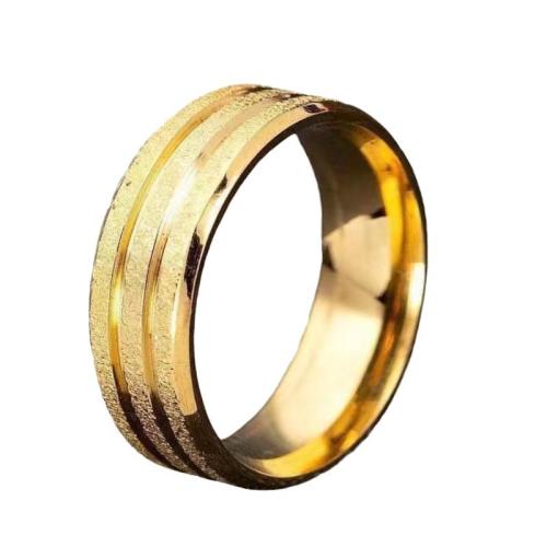 Titan Edelstahl Ringe, Titanstahl, plattiert, unisex & verschiedene Größen vorhanden, goldfarben, 5PCs/Menge, verkauft von Menge