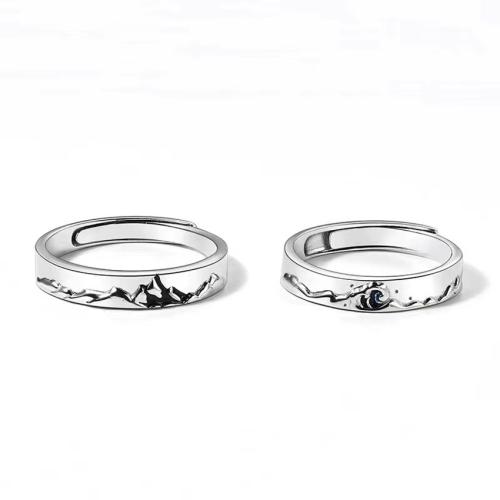 925 Sterling Silver Finger Rings, plated, Unisex & different styles for choice, platinum color, Sold By PC
