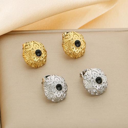 Stainless Steel Stud Earrings 304 Stainless Steel Vacuum Ion Plating for woman Sold By Pair