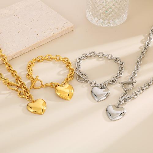 Fashion Stainless Steel Jewelry Sets, 304 Stainless Steel, Heart, Vacuum Ion Plating, different styles for choice & for woman, more colors for choice, Sold By PC