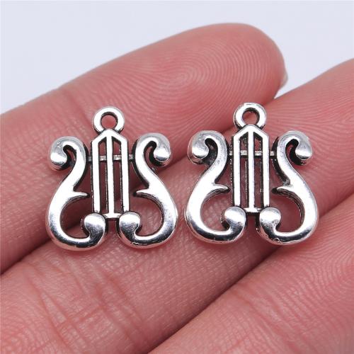 Musical Instrument Shaped Tibetan Style Pendants, plated, DIY, more colors for choice, 17x16mm, Sold By PC