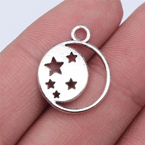 Tibetan Style Pendants, Moon and Star, antique silver color plated, DIY, 17x17mm, Sold By PC