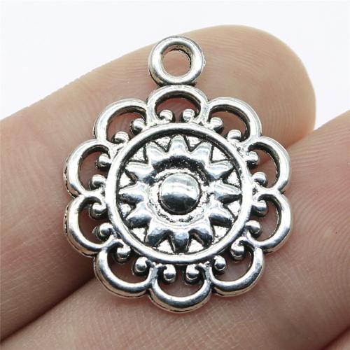 Tibetan Style Flower Pendants, plated, DIY, more colors for choice, 25x21mm, Sold By PC