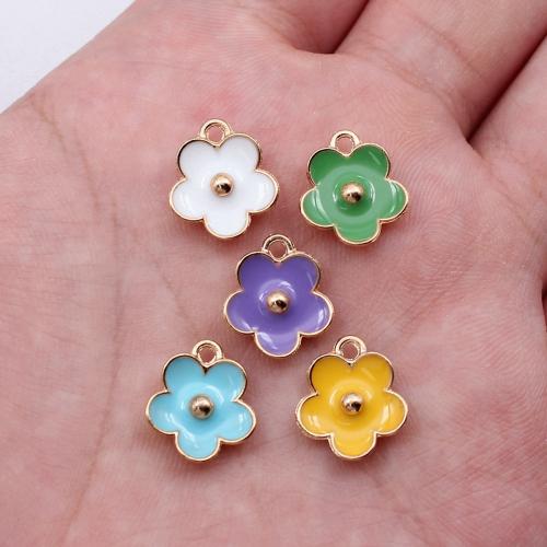 Tibetan Style Flower Pendants, gold color plated, DIY & enamel, more colors for choice, 13x12mm, Sold By PC