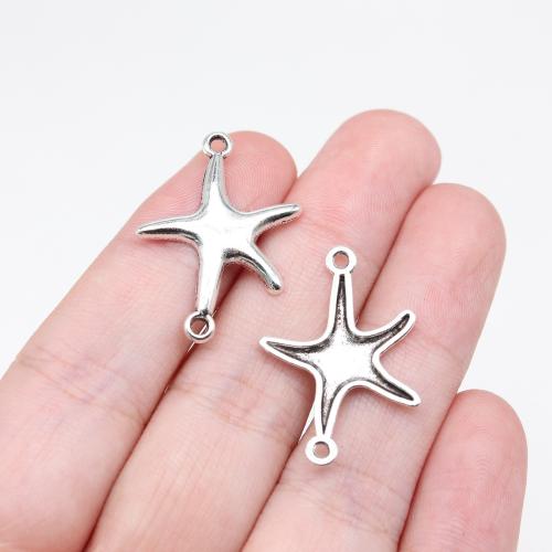 Star Tibetan Style Connector, Starfish, antique silver color plated, DIY & 1/1 loop, 26x20mm, Sold By PC