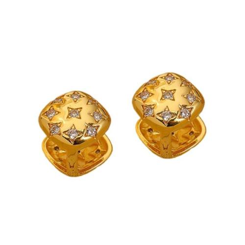 Brass Stud Earring, Square, plated, micro pave cubic zirconia & for woman, more colors for choice, 15x15x15mm, Sold By Pair