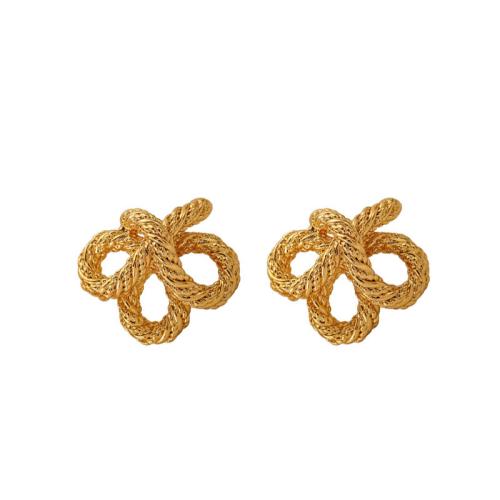 Brass Stud Earring, gold color plated, for woman & hollow, 22x18mm, Sold By Pair