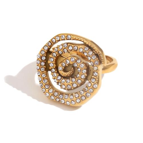 Rhinestone-Edelstahl -Finger-Ring, 304 Edelstahl, Modeschmuck & für Frau & mit Strass, keine, verkauft von PC