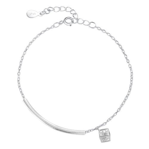Bracelet en alliage de zinc, avec 3cm chaînes de rallonge, bijoux de mode & pour femme & avec strass, argent, Longueur:Environ 15 cm, Vendu par PC