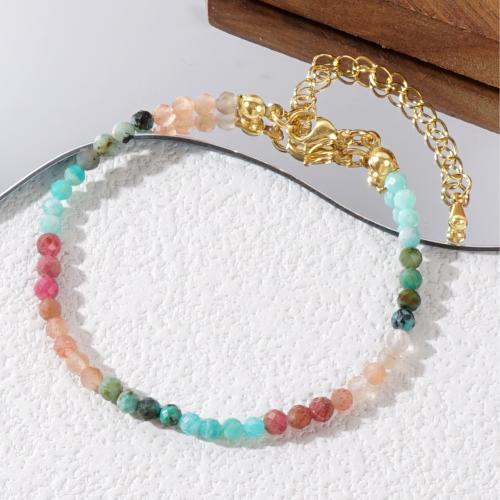 Natural Tourmaline Bracelet, with Tibetan Style, fashion jewelry & for woman, multi-colored, Length:Approx 16.5-17 cm, Sold By PC