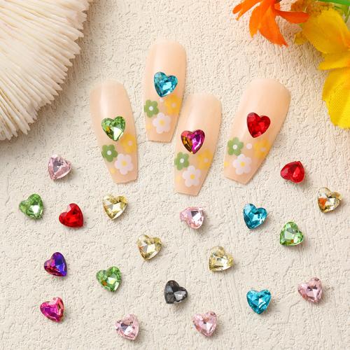 3D Nail Art Decoration, Glass Rhinestone, Heart, DIY, more colors for choice, 8mm, 20PCs/Bag, Sold By Bag