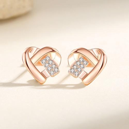 Cubic Zirconia Micro Pave Sterling Silver Earring, 925 Sterling Silver, fashion jewelry & micro pave cubic zirconia & for woman, more colors for choice, 10.30x10.25mm, Sold By Pair