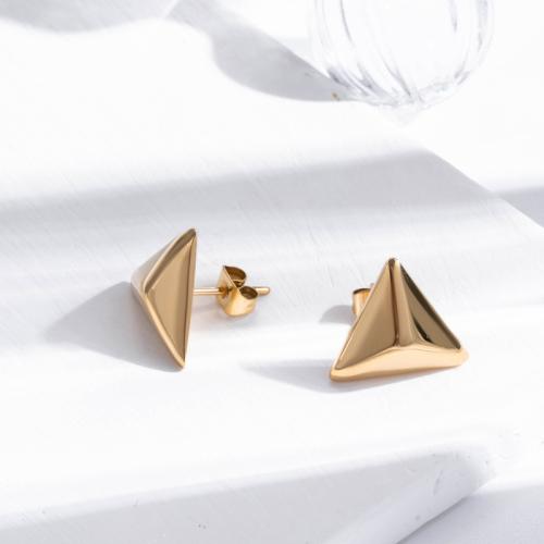 Titanium Steel  Earring, Triangle, fashion jewelry & for woman, more colors for choice, 40mm, Sold By Pair