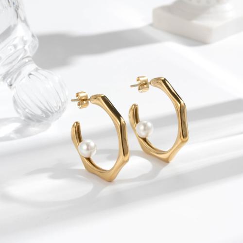 Titan Stahl Ohrring, Titanstahl, mit Kunststoff Perlen, Modeschmuck & für Frau, keine, 28mm, verkauft von Paar