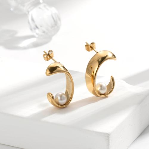 Titan Stahl Ohrring, Titanstahl, mit Kunststoff Perlen, Modeschmuck & für Frau, keine, 15x20mm, verkauft von Paar