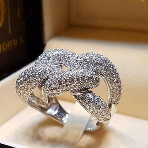 Cubic Zirconia Micro Pave Brass Ring, different size for choice & micro pave cubic zirconia & for woman, Sold By PC