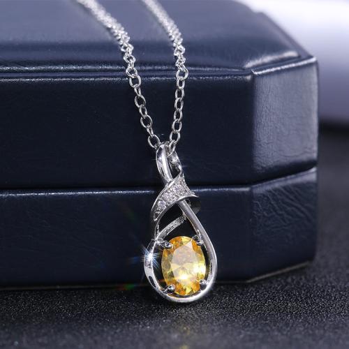 Cubic Zircon Micro Pave Brass Necklace, fashion jewelry & micro pave cubic zirconia & for woman, more colors for choice, 8mm, Length:Approx 45 cm, Sold By PC