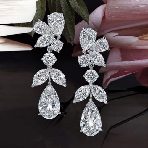 Cubic Zirconia Micro Pave Brass Earring, fashion jewelry & micro pave cubic zirconia & for woman, 29x10mm, Sold By Pair