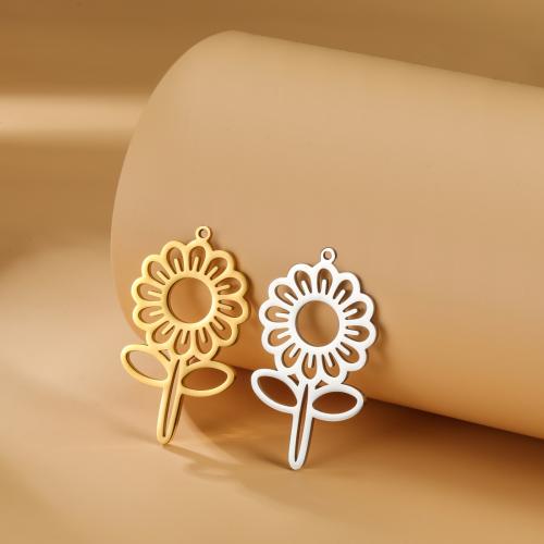 Stainless Steel Flower Pendant, 304 Stainless Steel, Sunflower, Vacuum Ion Plating, fashion jewelry & DIY, more colors for choice, 32x18mm, Sold By PC