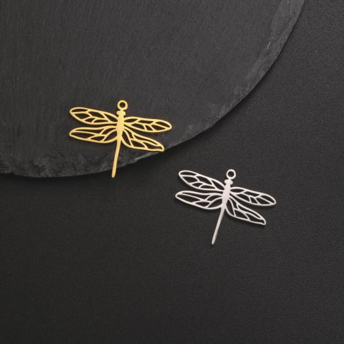 Stainless Steel Animal Pendants, 304 Stainless Steel, Dragonfly, Vacuum Ion Plating, DIY & hollow, more colors for choice, 22x27mm, Sold By PC