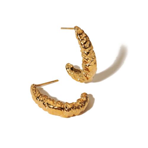 Boucle d'oreille de gaujon en acier inoxydable, Acier inoxydable 304, Plaqué or 18K, bijoux de mode & pour femme, doré, 26x21.70mm, Vendu par paire