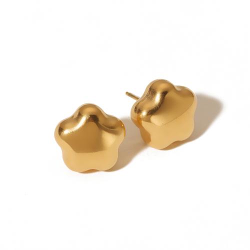 Edelstahl Ohrringe, 304 Edelstahl, Stern, 18K vergoldet, Modeschmuck & für Frau, goldfarben, 14mm, verkauft von Paar