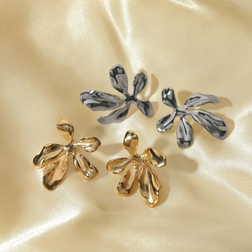 Boucle d'oreille de gaujon en acier inoxydable, Acier inoxydable 304, fleur, bijoux de mode & pour femme, plus de couleurs à choisir, 36.50x38mm, Vendu par paire